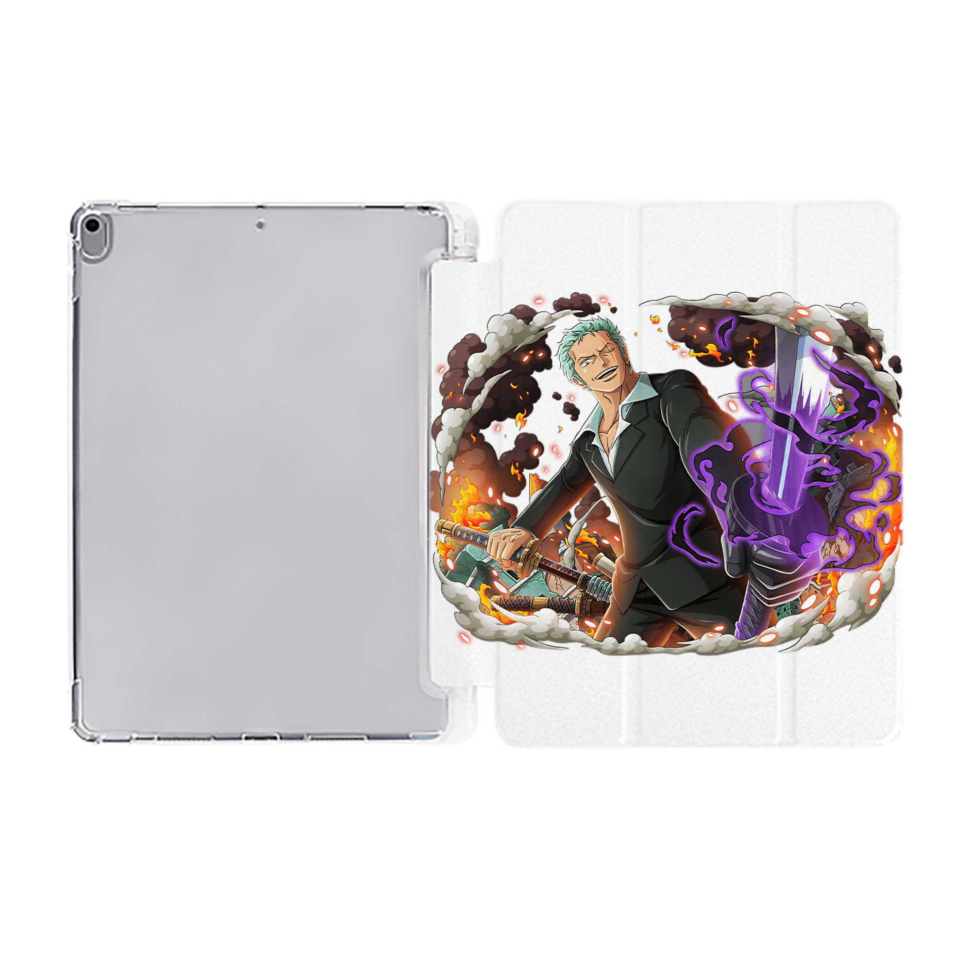（画像用） ワンピース ロロノア・ゾロ ONE PIECE Roronoa Zoro IPad ケース ペン収納付き 三つ折りスタンド PUレザー×シリコン 対応機種9.5/10.5/10.9インチ